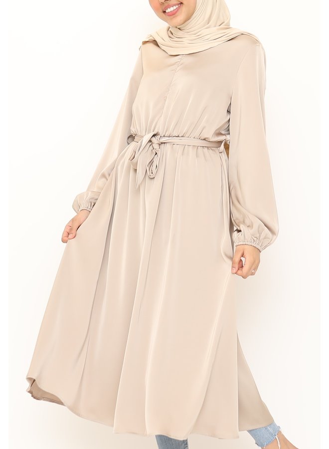 Satin dress -beige