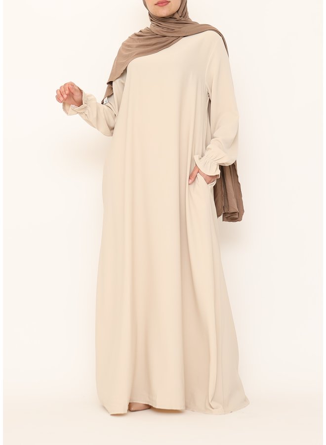 Basic abaya met pofmouwtje - creme