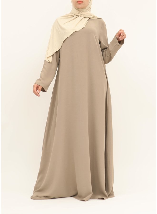 A-line abaya with belt - taupe