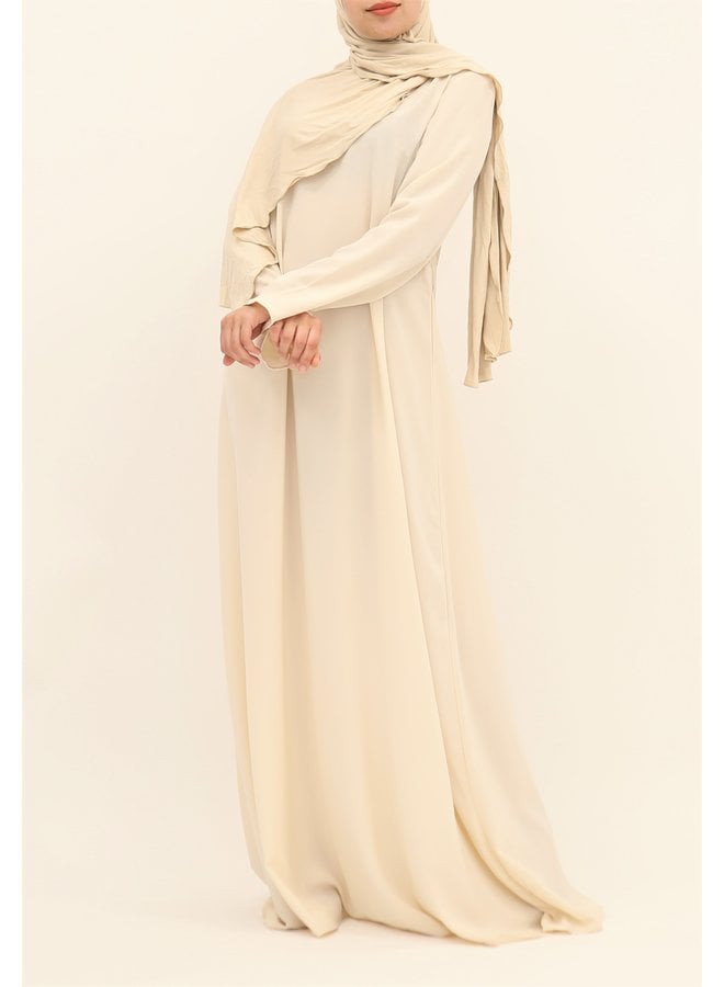 A-line abaya with belt - ecru