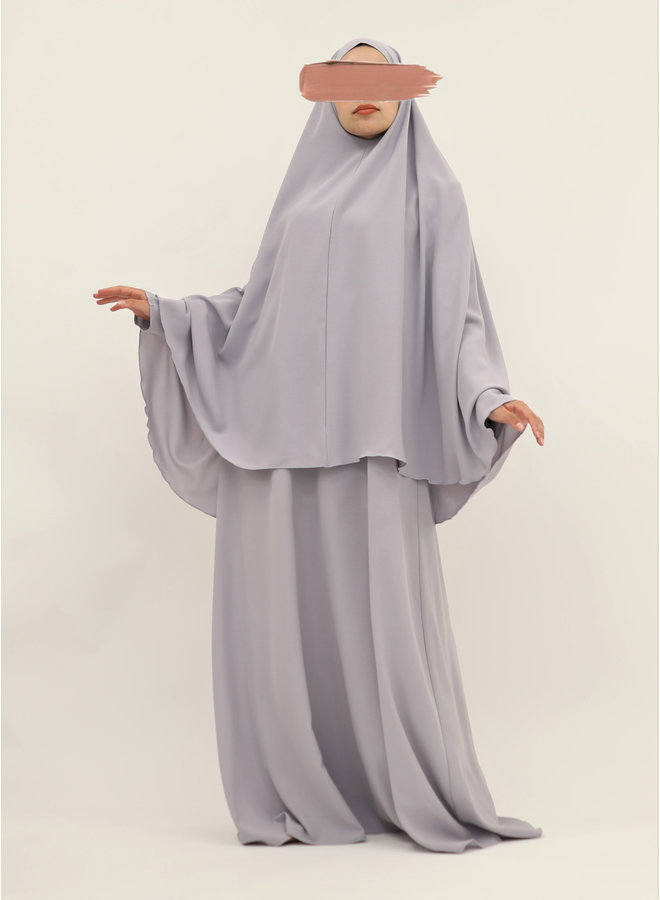 A-line abaya with belt - lila