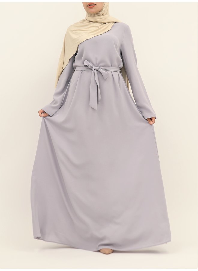 A-line abaya with belt - lila