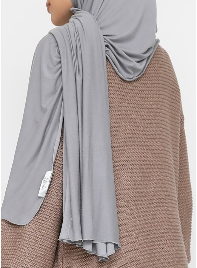 Long sweater dress with puffed sleeve -taupe