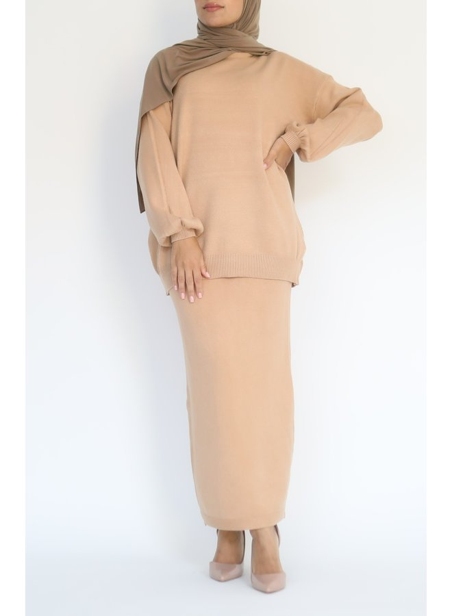 Twinset met rok  - nude