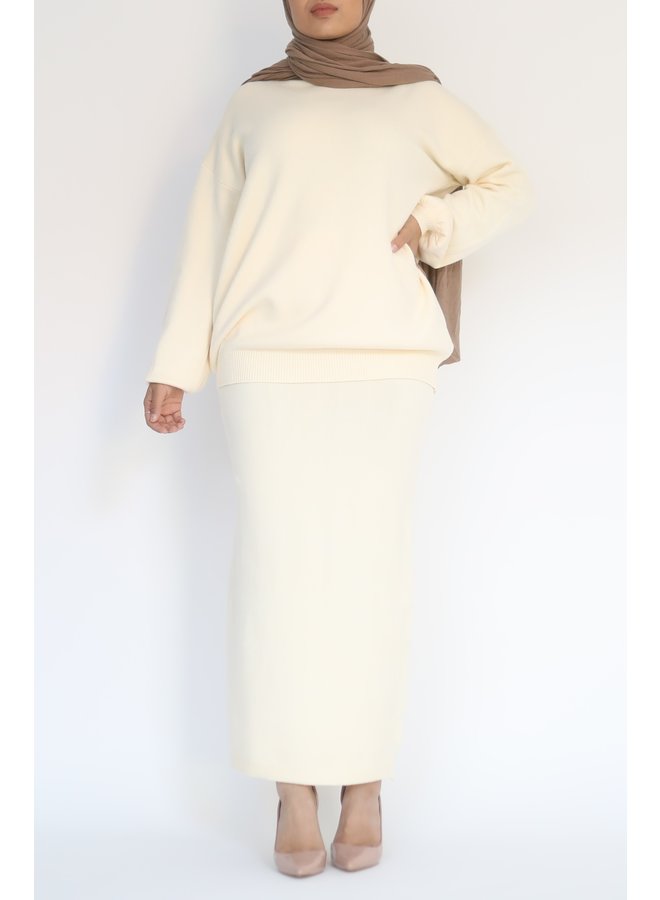 Twinset met rok - creme