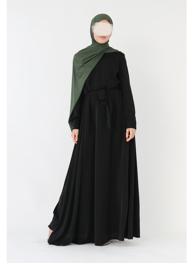 A-lijn zip abaya - black