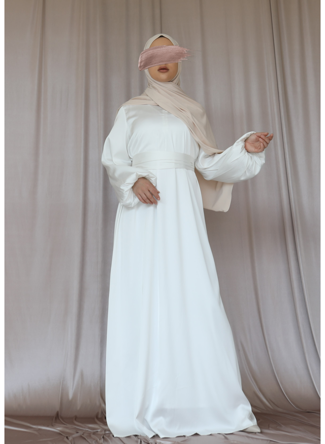 Satin Abaya - white