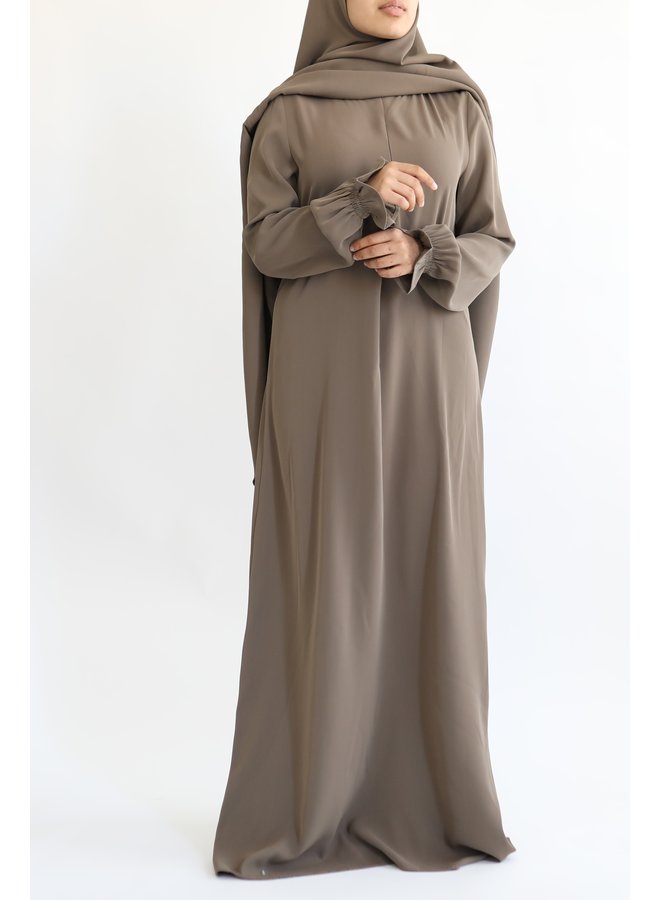 Stretch Abaya with puffed sleeve  - babyblue