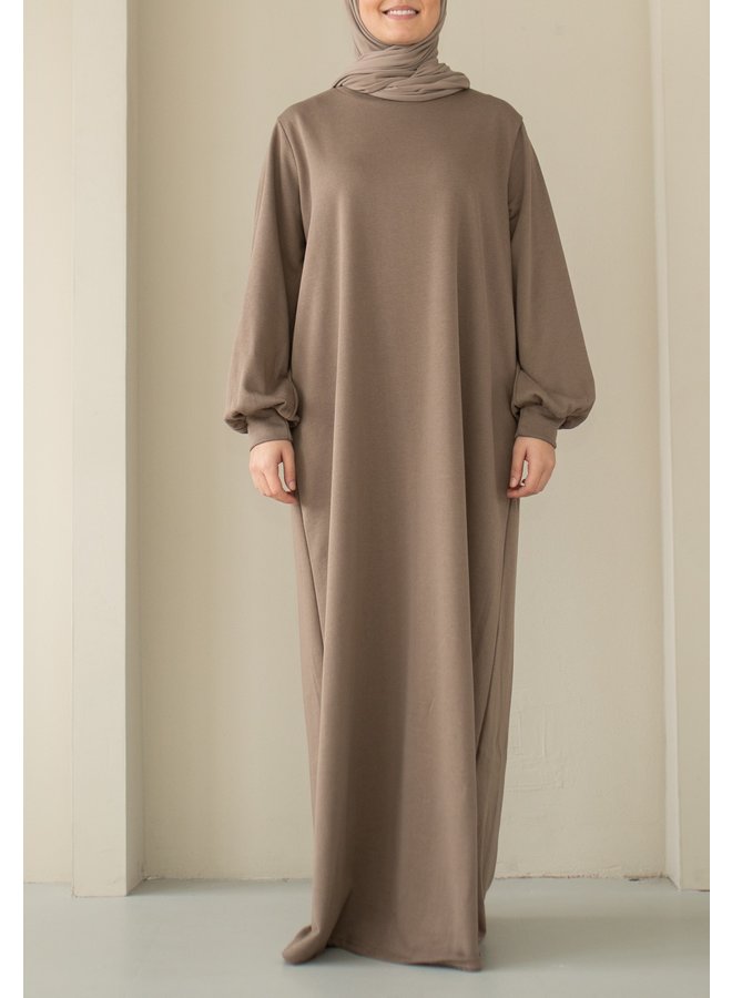 Oversized Sweater Abaya - Tan