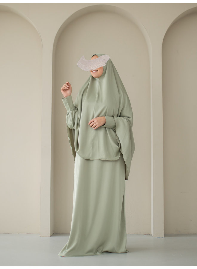 Satin Abaya - Mossgreen