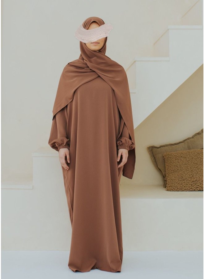 One piece Abaya set - Dusty brown