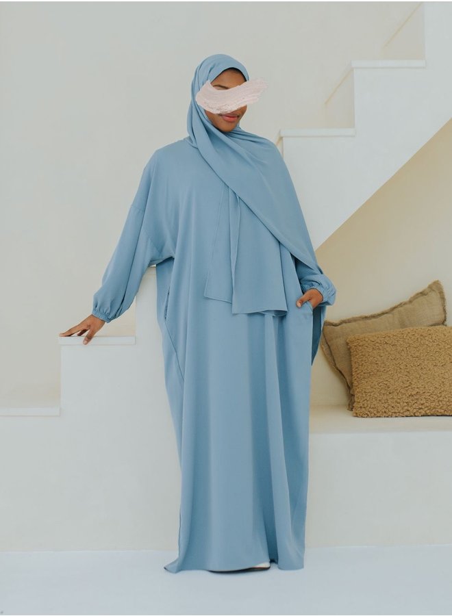 One piece Abaya set - Sea blue