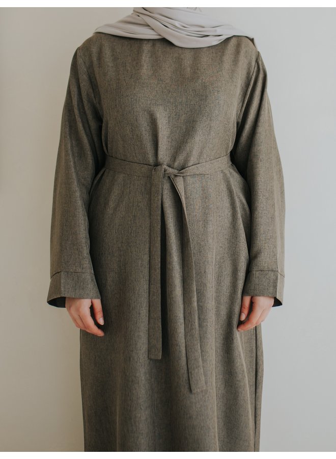 Linen Abaya - Brown