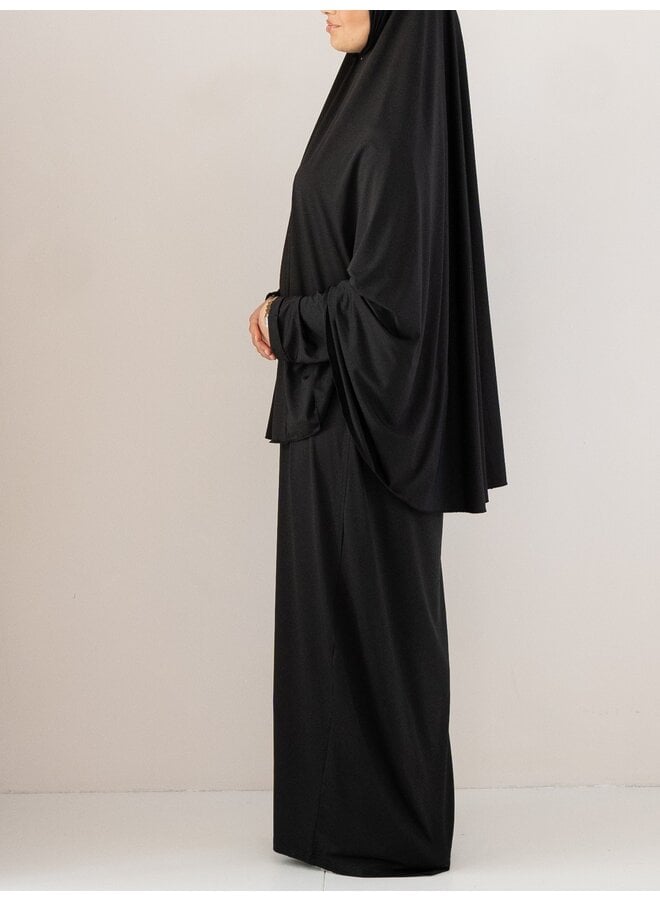 Jersey Abaya set - black