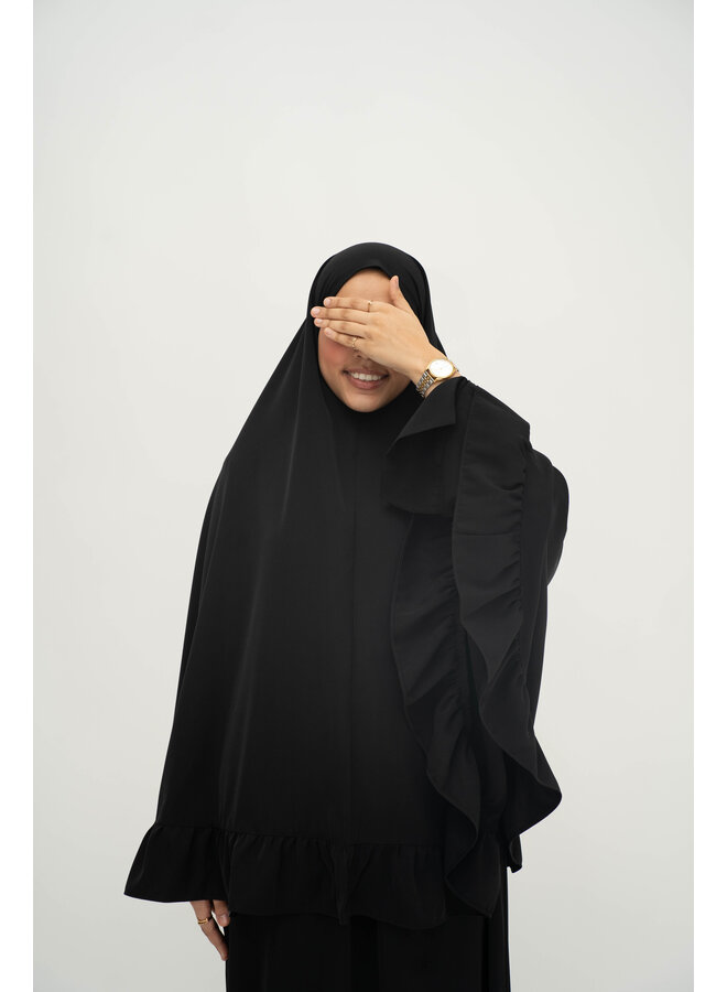 Nisae Ruffle Khimaar - Black