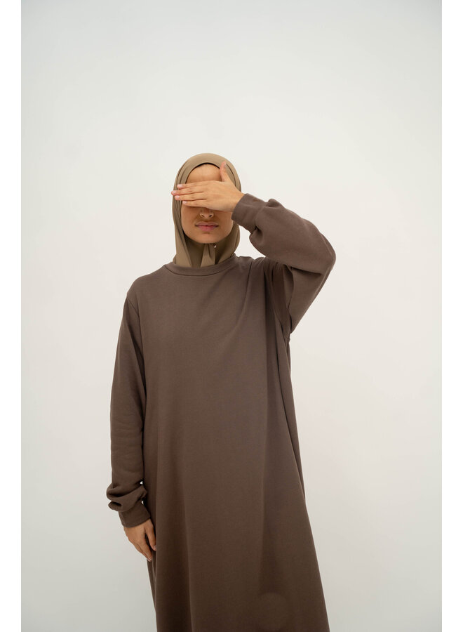 Oversized Sweater Abaya - Coffee