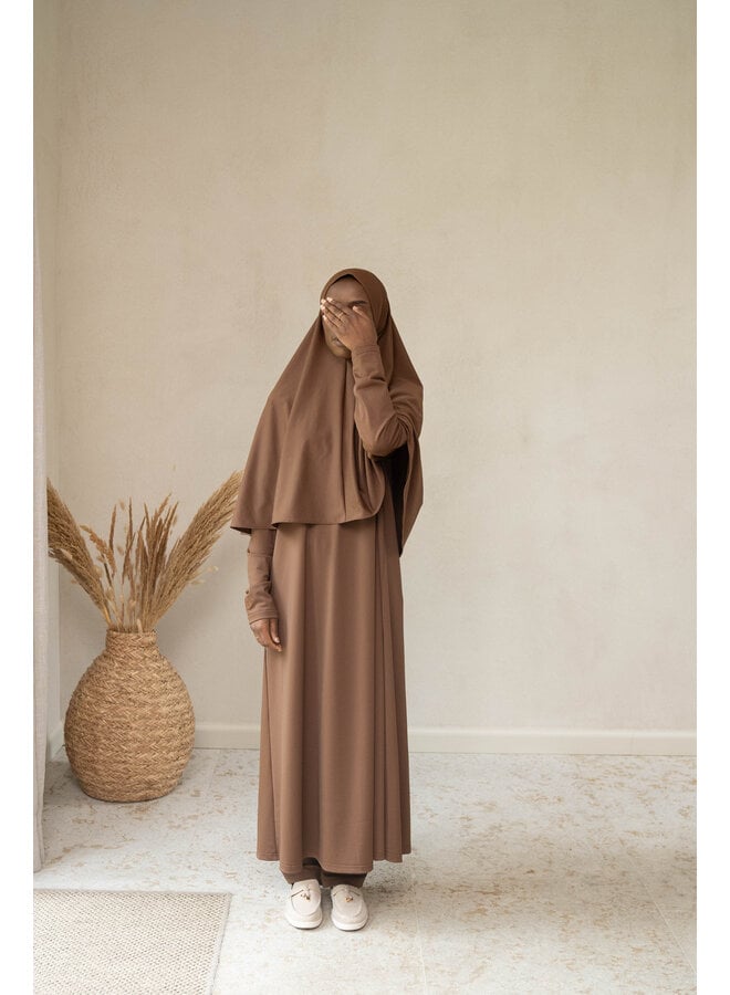 Burkini with Khimaar - Walnut Brown