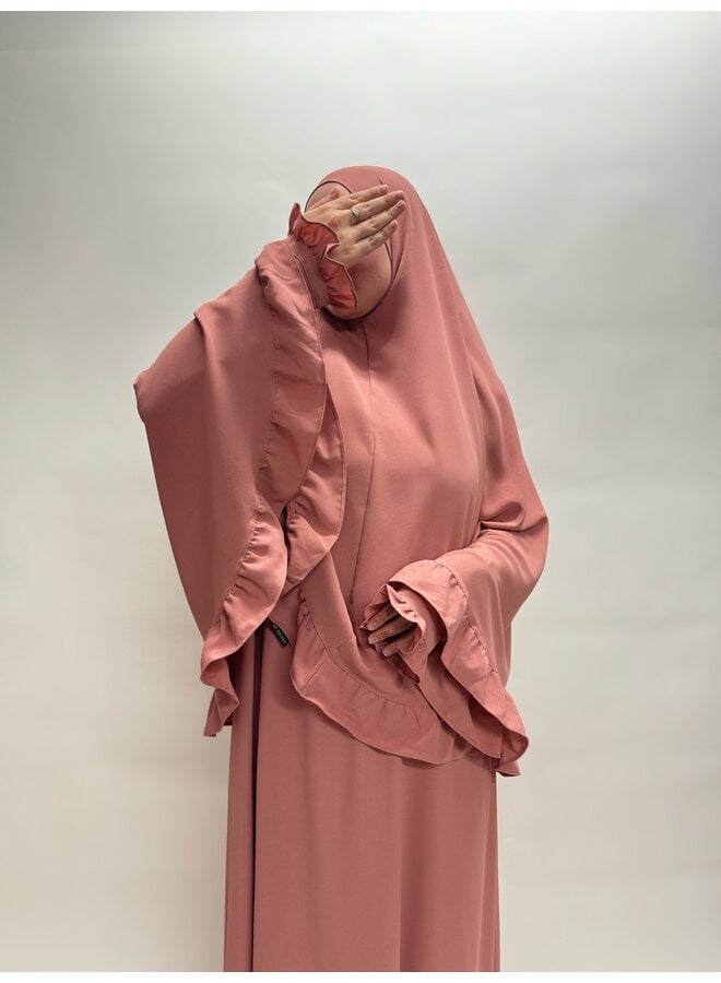 Abaya Rouche - Soft Red