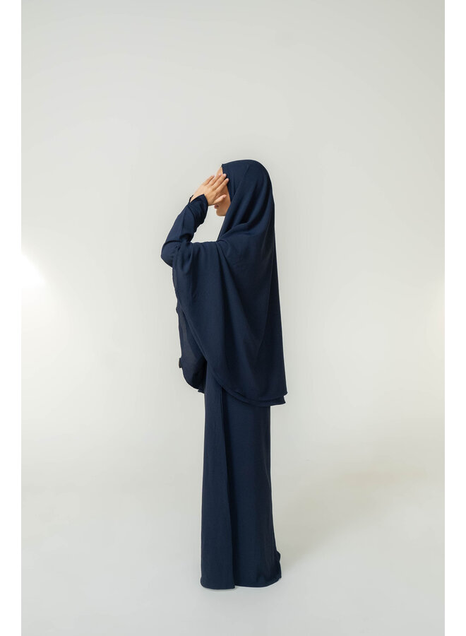 Double Layer Abaya - Dark Navy