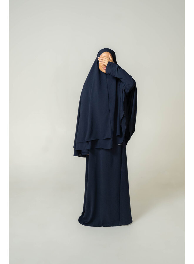 Double Layer Khimar - Dark Navy