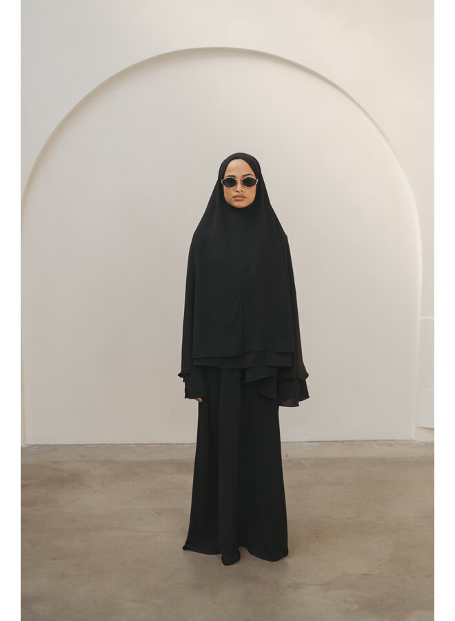 Double Layer Khimaar - Zwart