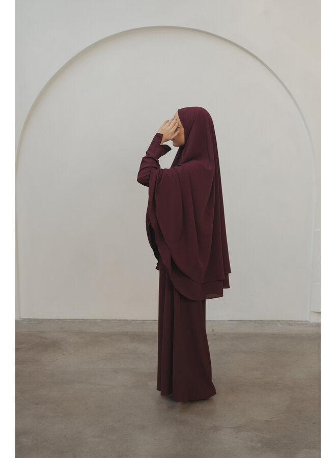 Double Layer Khimaar - Deep Burgundy