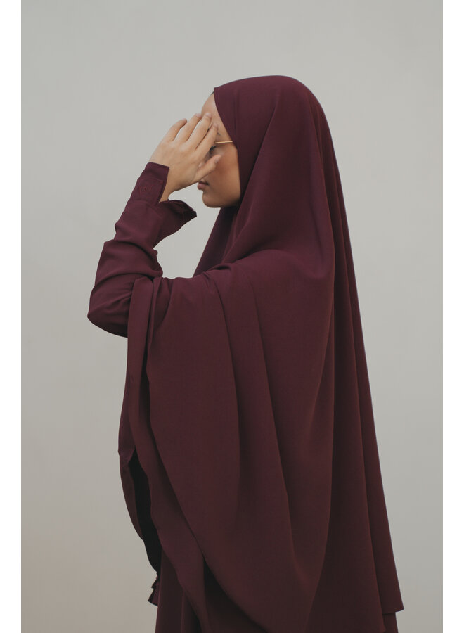 Double Layer Khimar - Deep Burgundy