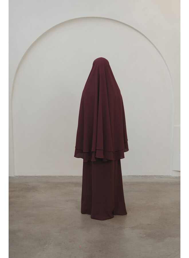 Double Layer Khimaar - Deep Burgundy