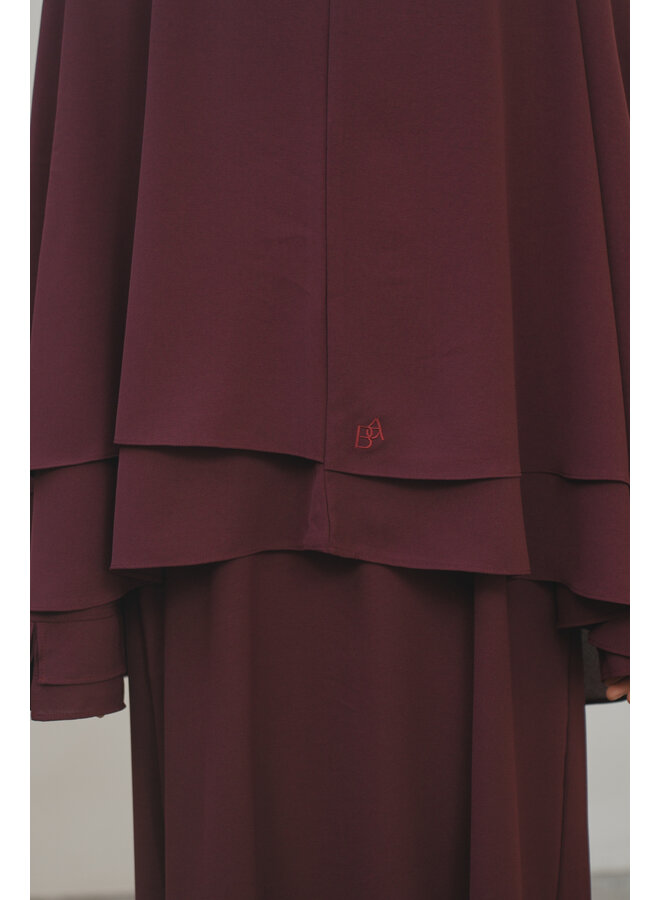 Double Layer Khimaar - Deep Burgundy