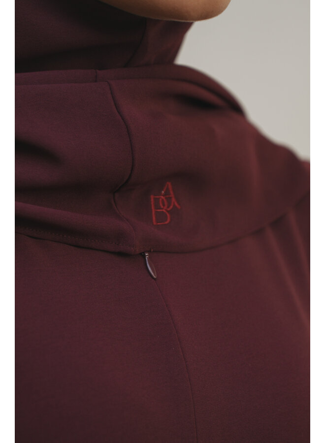 Double Layer Abaya - Deep Burgundy