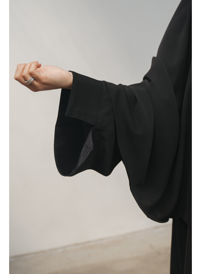 Satin Blend Abaya - Black