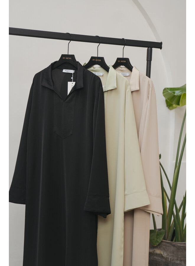 Satin Blend Abaya - Black