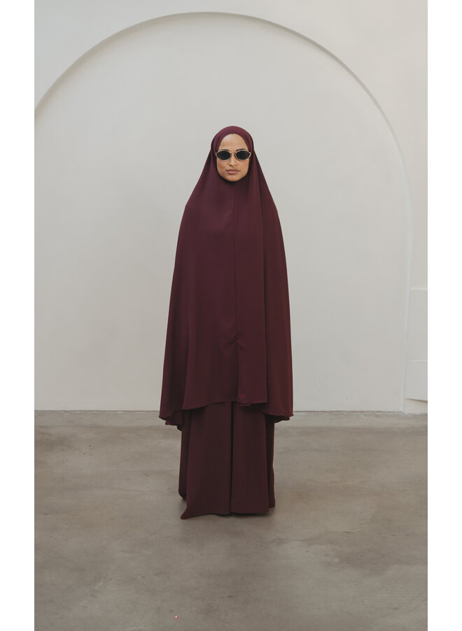 Lightweight Knee Khimar - Deep Burgundy