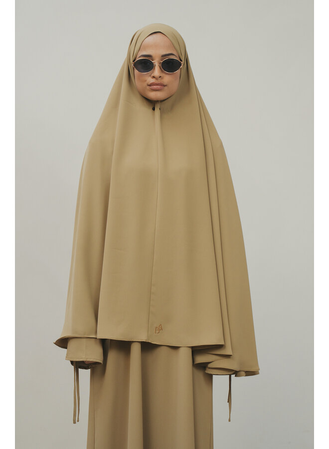 Soft Lace Abaya Set - Moss Green