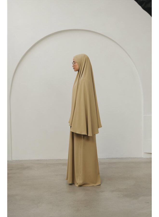 Soft Lace Abaya Set - Moss Green