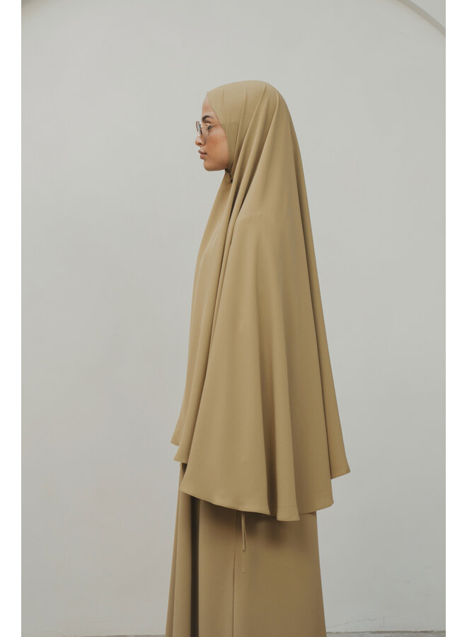 Soft Lace Abaya Set - Moss Green