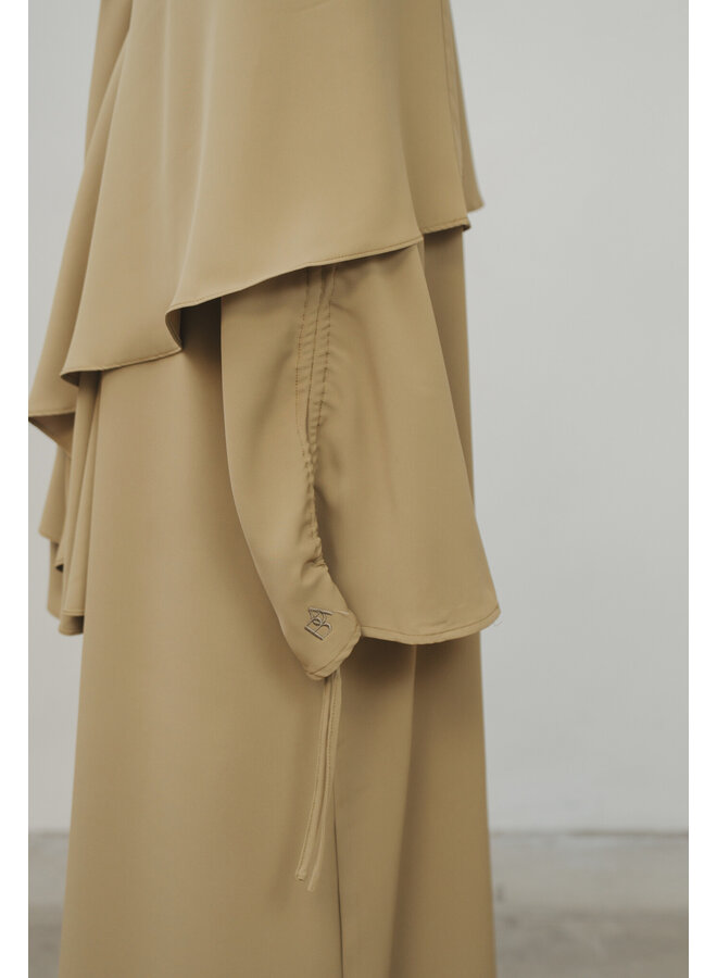 Soft Lace Abaya Set - Moss Green