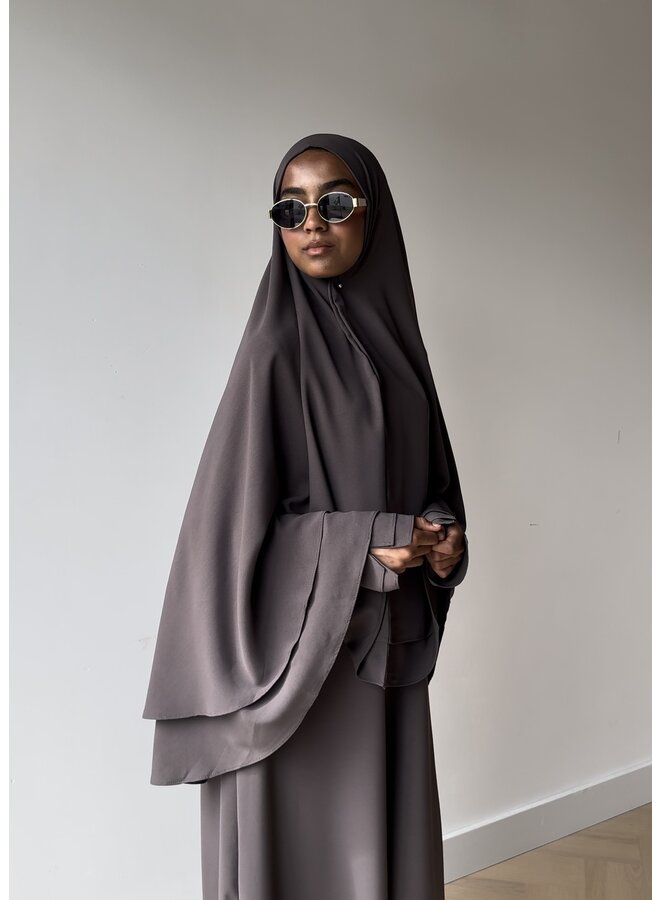 Double Layer Khimar - Chocolate