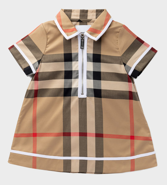 Baby Short-sleeve Icon Print Cotton Dress Beige