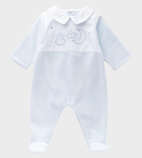 Baby Velour Knit Bodysuit Blue