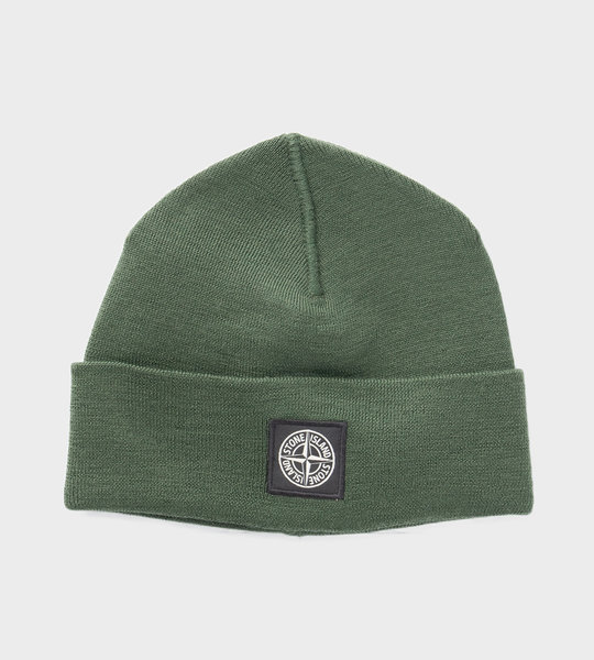 Logo-Patch Ribbed Knit Beanie Olive