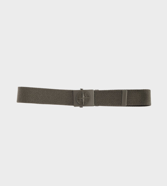 Tonal Logo-Buckle Belt Olive