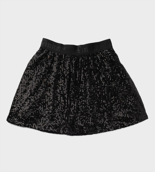 Sequin Flared Skirt Black