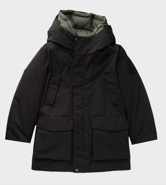 Down-Filled Hooded Coat Black