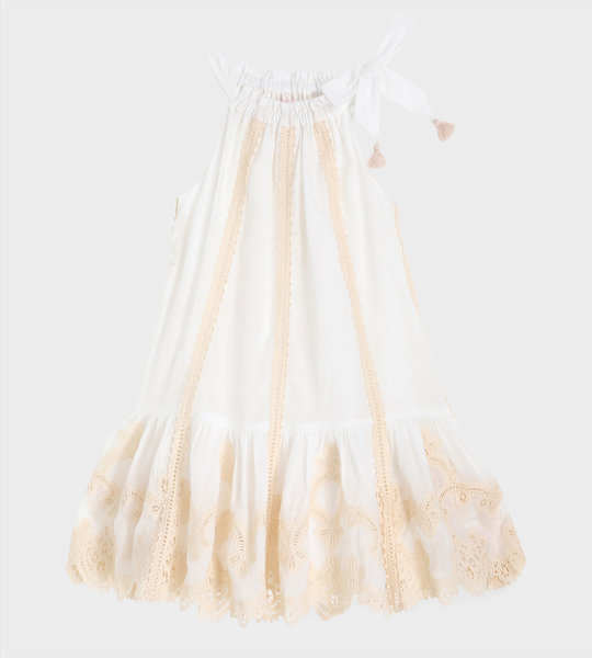 Clover Lace-Trimmed Cotton Dress Ivory