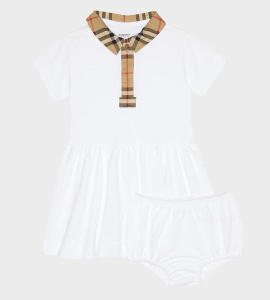 Baby Vintage Check Dress White