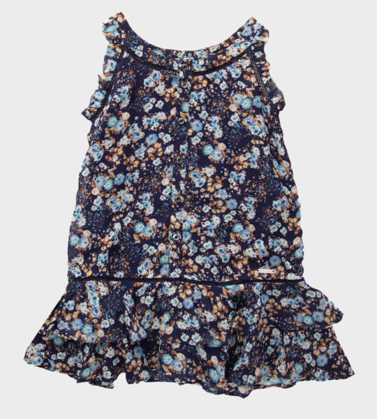 Floral-Print Dress Blue