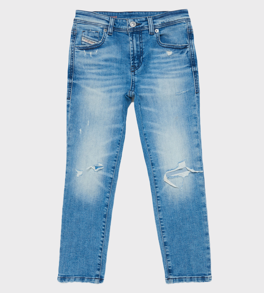 2004-J Straight Distressed Jeans Blue