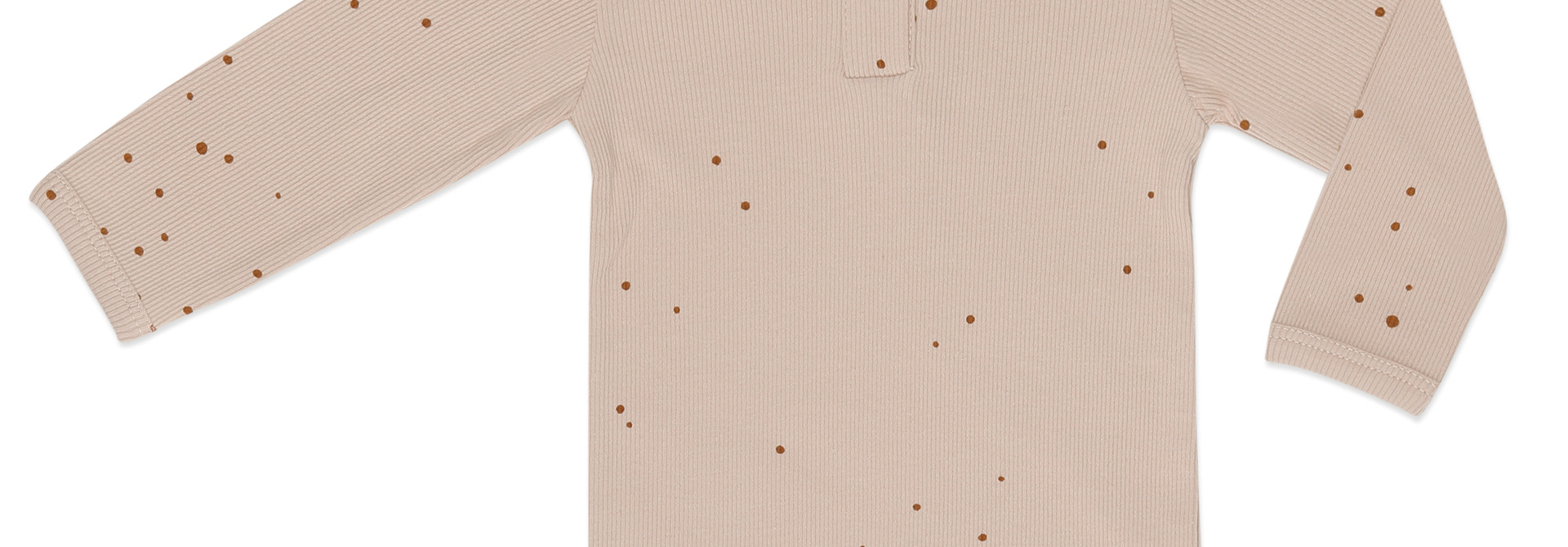 Rib henley body l/s dots - warm cream