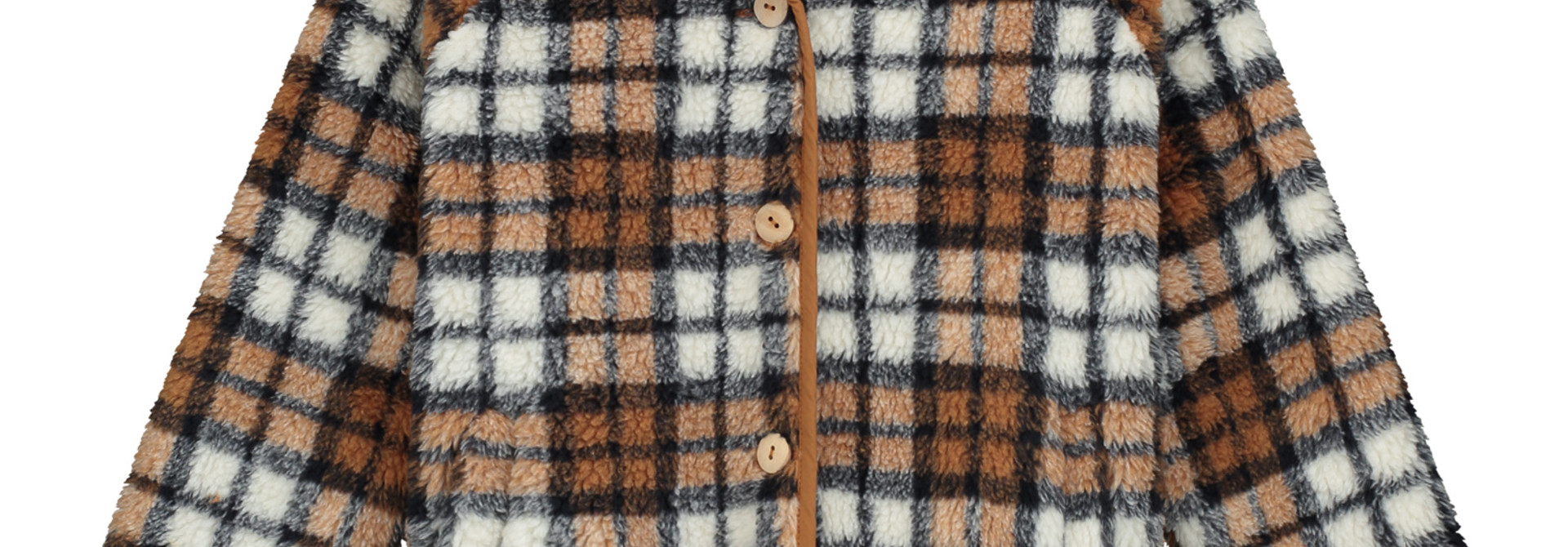 Mushy Teddy Checked Jacket brown